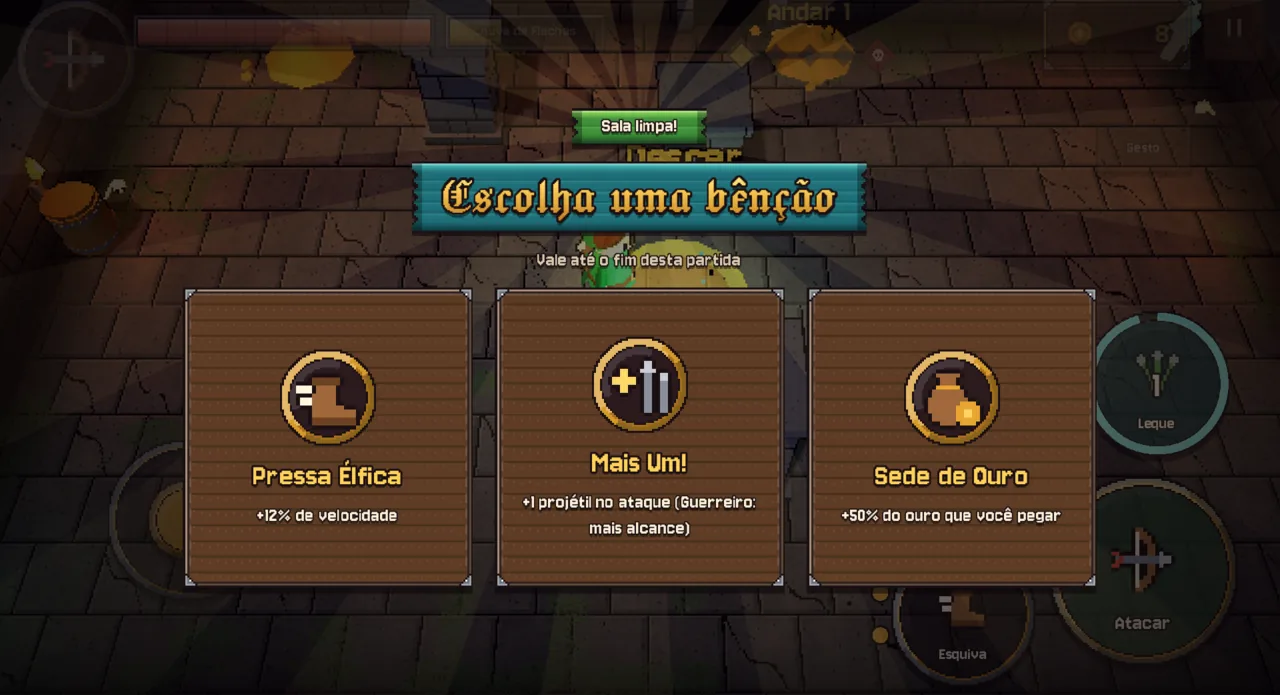 Escolha de bênção depois da sala limpa: Pressa Élfica, Mais Um! e Sede de Ouro
